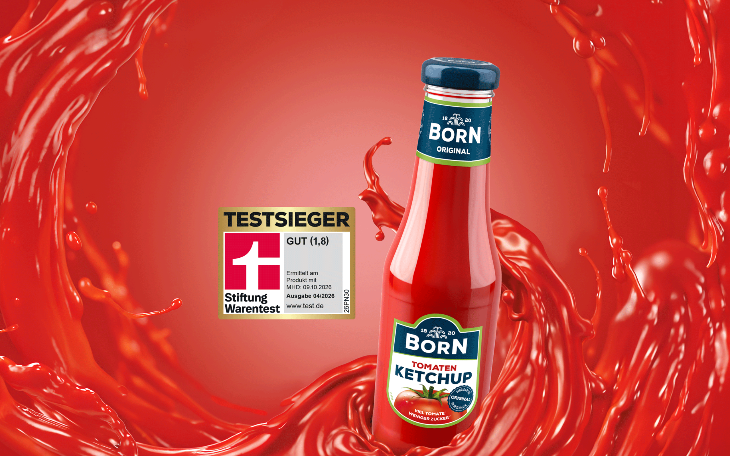 BORN Tomatenketchup in der 450ml Glasflasche ist TESTSIEGER bei Stiftung Warentest (06-2026)