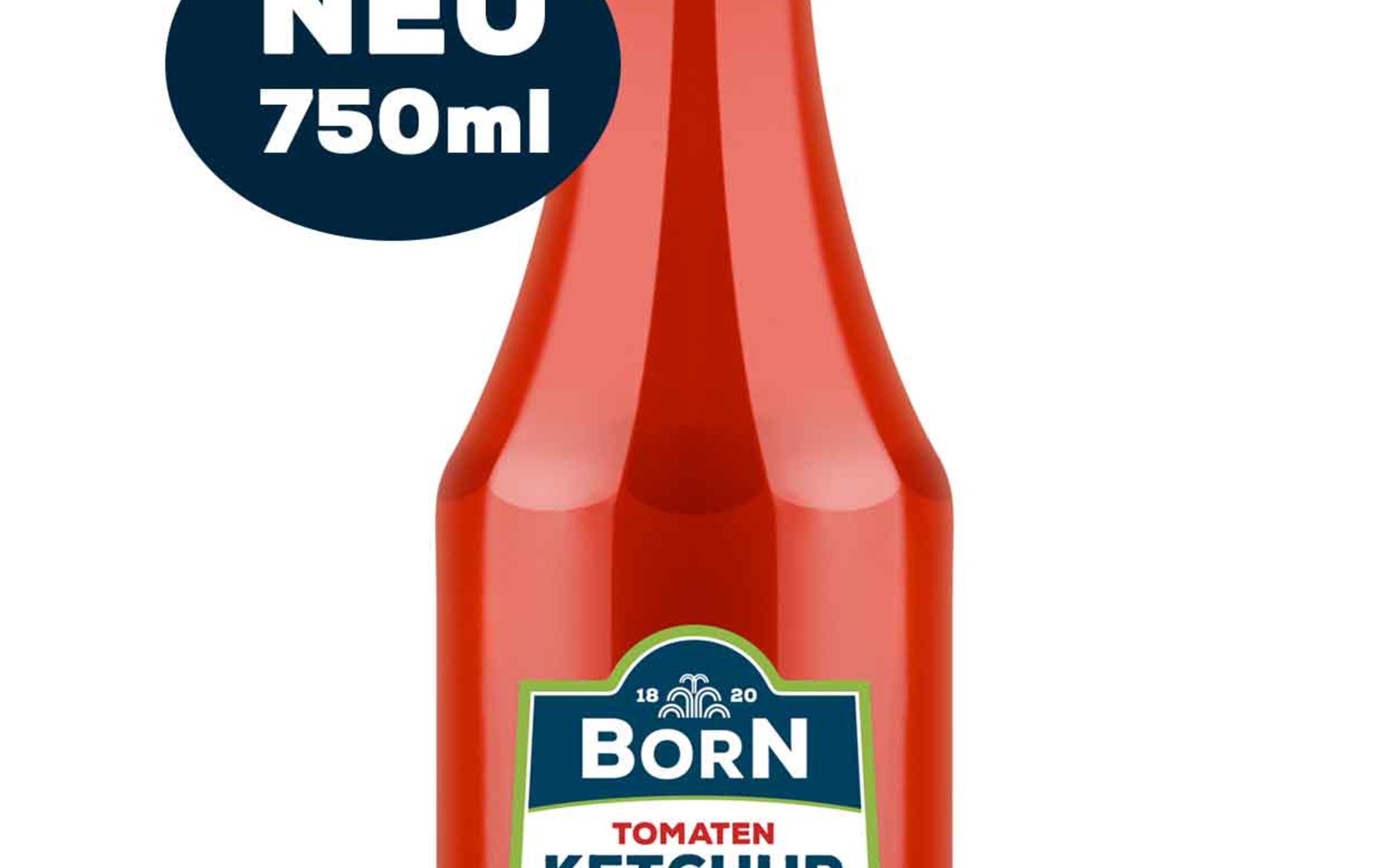 BORN Ketchup in der extra großen 750ml Glasflasche. Thüringer Feinkost für Kenner und Genießer. Natürlich, tomatig und fruchtig im Geschmack.