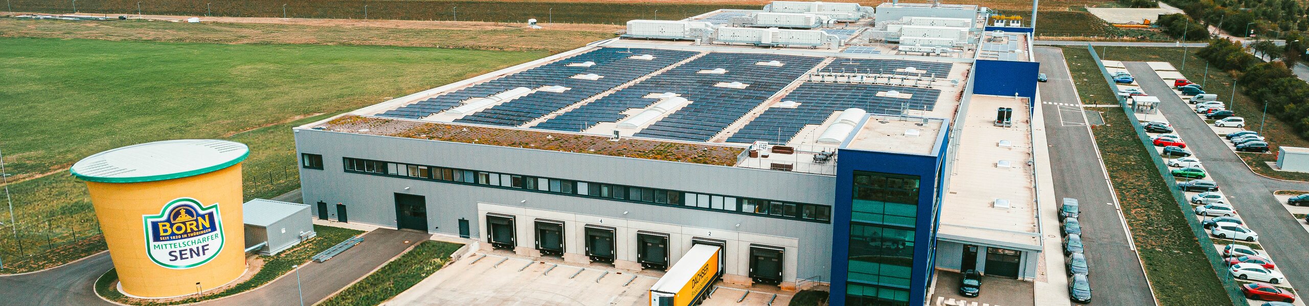 Luftaufnahme des Werkes der BORN Senf & Feinkost GmbH am Erfurter Kreuz