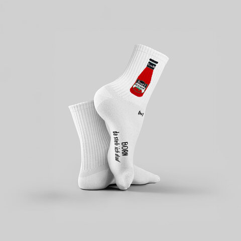 BORN Fansocken im Design Ketchupflasche