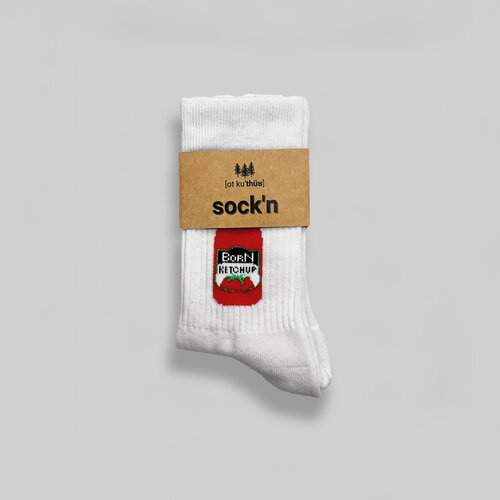 BORN Fansocken im  Design Ketchup mit Banderole