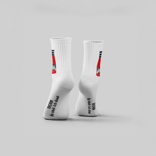 BORN Fansocken im  Design Ketchup von hinten. Eine coole Geschenkidee!