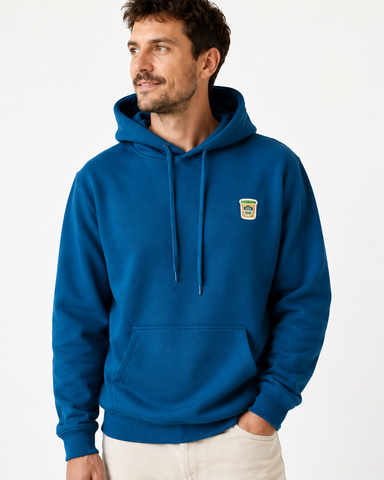 BORN Hoodie mit Senfbecher auf der Brust für echte Fans von BORN Senf