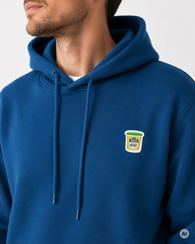 BORN Hoodie mit Stickerei BORN Senf Becher. Fanartikel für Senf Fans