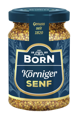 BORN Grobkörniger Senf im 85ml Glas. Feinschmecker Edition.