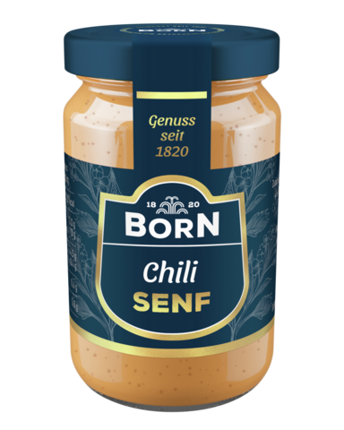 BORN Espelette-Chili-Senf im 90ml Glas. Feinschmecker Edition.