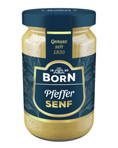 BORN Madagaskar-Pfeffer-Senf im 90ml Glas. Feinschmecker Edition.