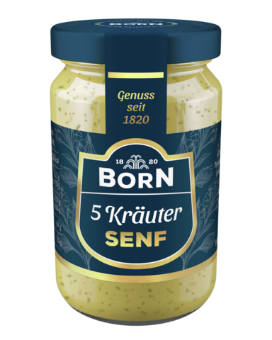 BORN 5-Kräuter-Senf im 90ml Glas. Feinschmecker Edition.