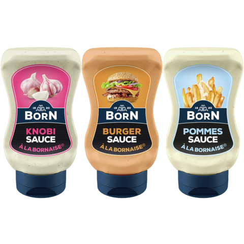 BORN Würzsaucen Bundle mit drei Sorten unserer 250ml Saucen.