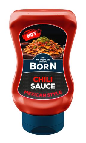 BORN Hot Chili Sauce Mexican Style in der praktischen 250ml Dosierflasche