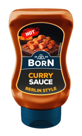 BORN Hot Curry Sauce Berlin Style in der praktischen 250ml Dosierflasche