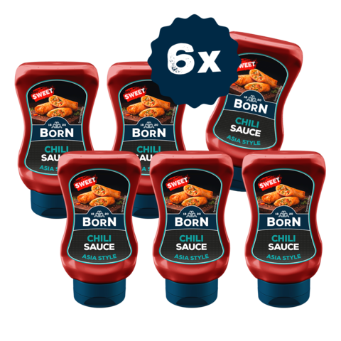 BORN Sweet Chili Sauce Asia Style in der praktischen 250ml Dosierflasche jetzt zum Vorteilspreis im 6er Pack.