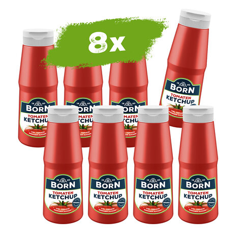 BORN Tomatenketchup in der praktischen 300ml Dosierflasche im 8er Pack.