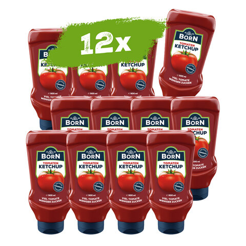BORN Tomatenketchup in der praktischen 500ml Dosierflasche im 12er Pack.