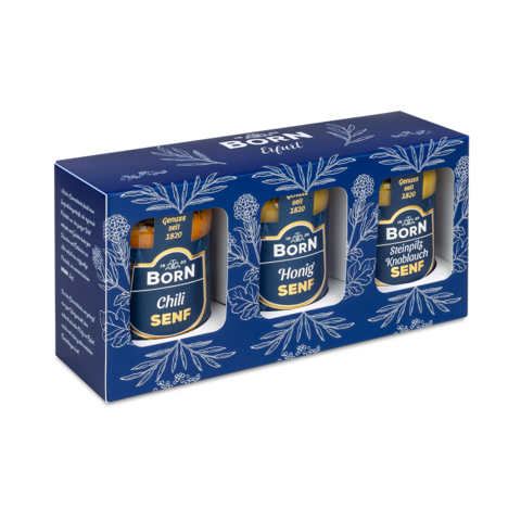 BORN Senfbox "Louis" A 3x90ml Gläser. Eine tolle Geschenkidee.