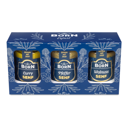 BORN Senfbox "Louis" B 3x90ml Gläser. Eine tolle Geschenkidee.
