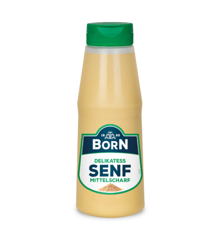 BORN Delikatess-Senf mit 100% Gelbsenfsaat aus Thüringen in der praktischen 300ml Dosierflasche