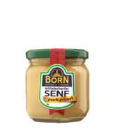 BORN Senf mittelscharf frisch gezapft im 200 ml Glas. Hergestellt in Thüringen. 