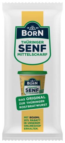 BORN Senf mittelscharf im 10ml Portionsbeutel. Hergestellt in Thüringen. 