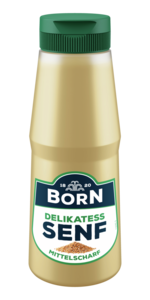 BORN Delikatess-Senf mit 100% Gelbsenfsaat aus Thüringen in der praktischen 300ml Dosierflasche