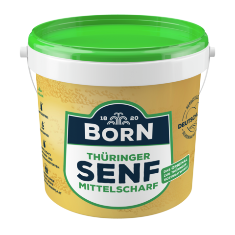 BORN Thüringer Senf mittelscharf mit 100% Gelbsenfsaat aus Thüringen im 1000ml Eimer
