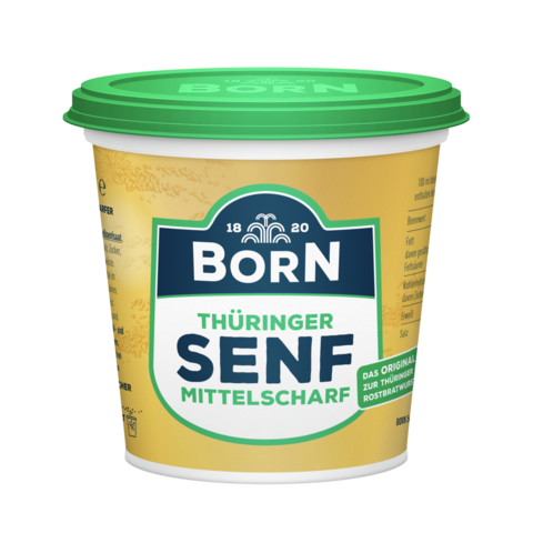 BORN Senf mittelscharf im 200ml Becher. Hergestellt in Thüringen. 
